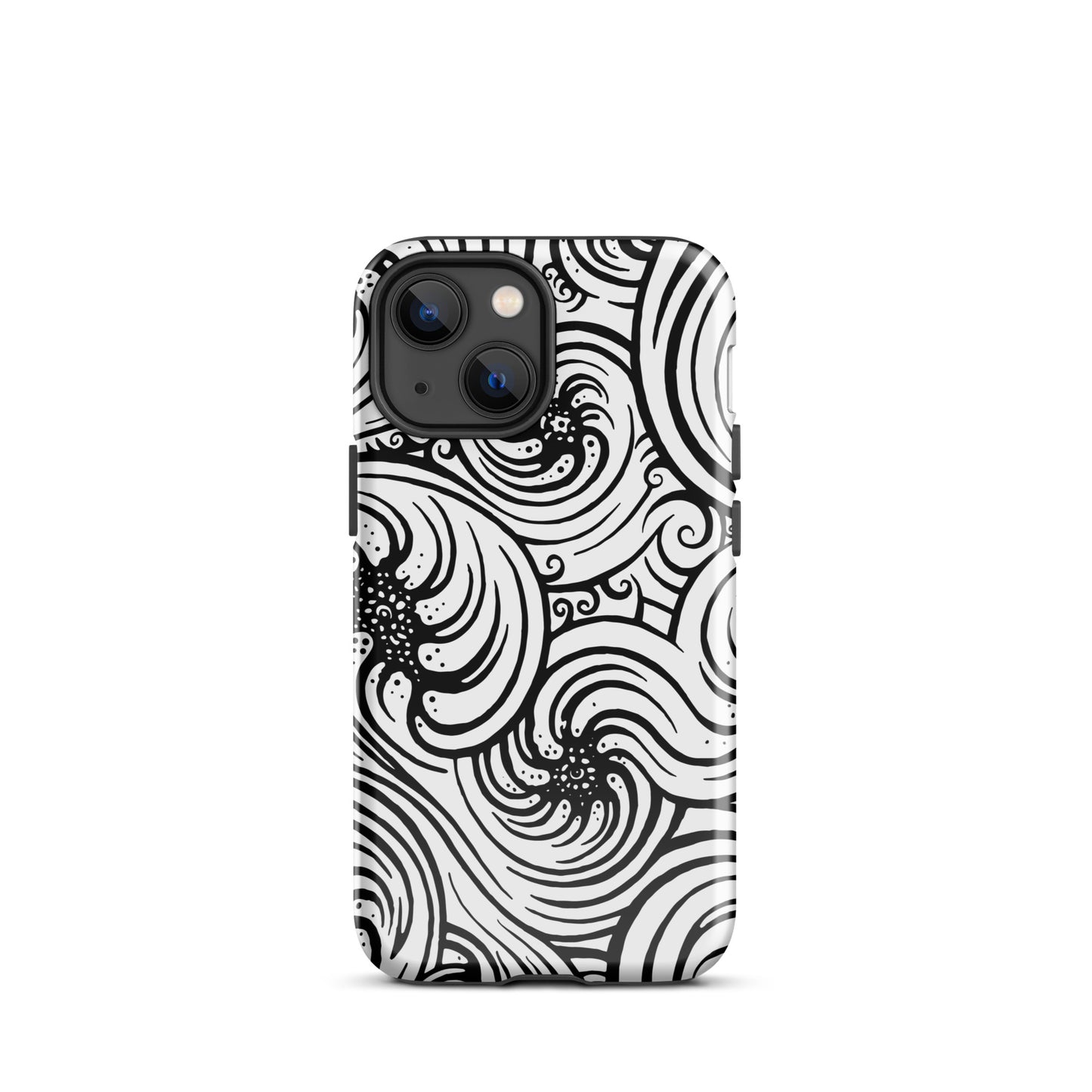 Tough Case for iPhone® : Cosmic Swirl - White w/ Black print