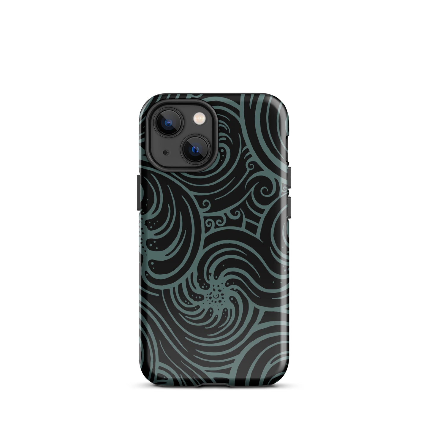 Tough Case for iPhone® : Cosmic Swirl - Black w/ Teal print