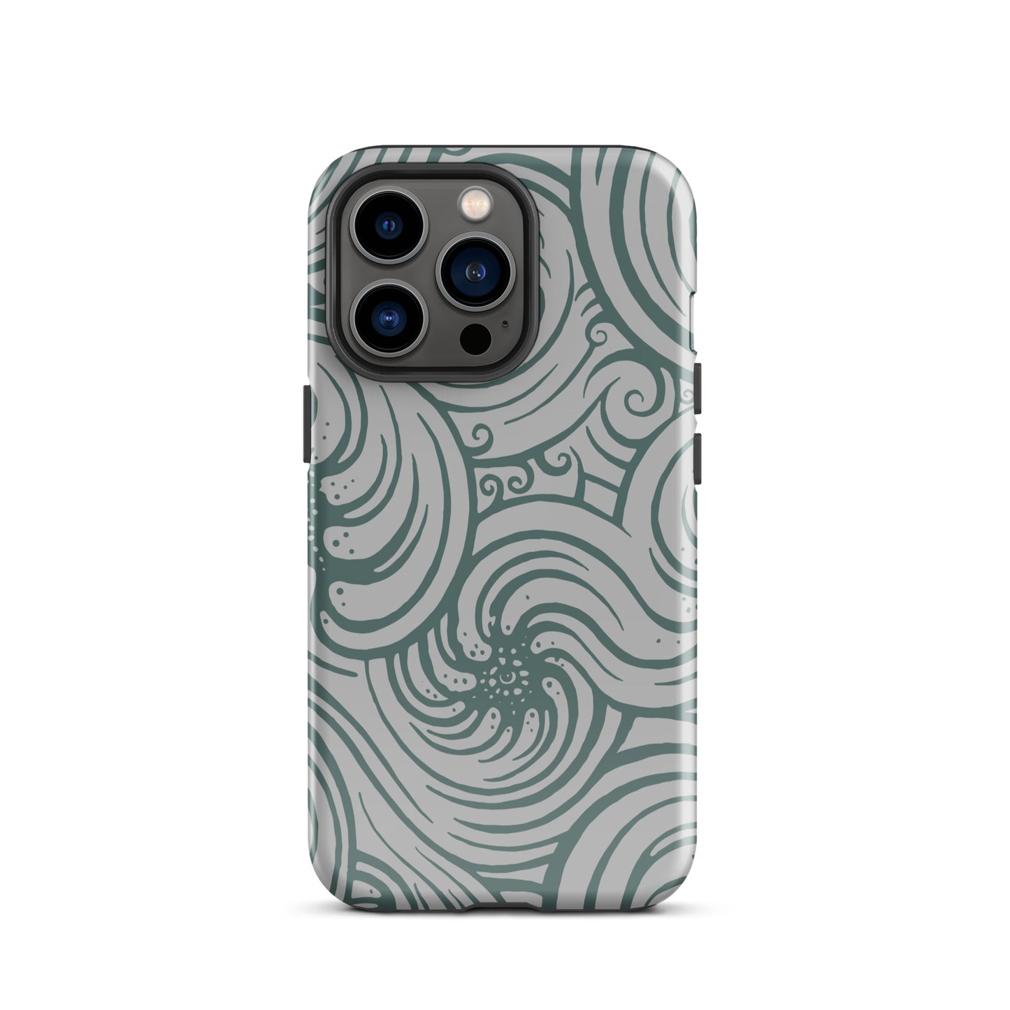Tough Case for iPhone® : Cosmic Swirl - Silver w/ Teal print