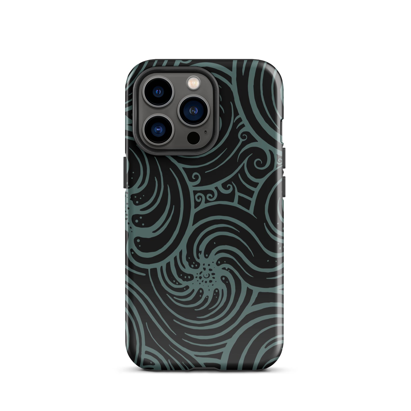 Tough Case for iPhone® : Cosmic Swirl - Black w/ Teal print