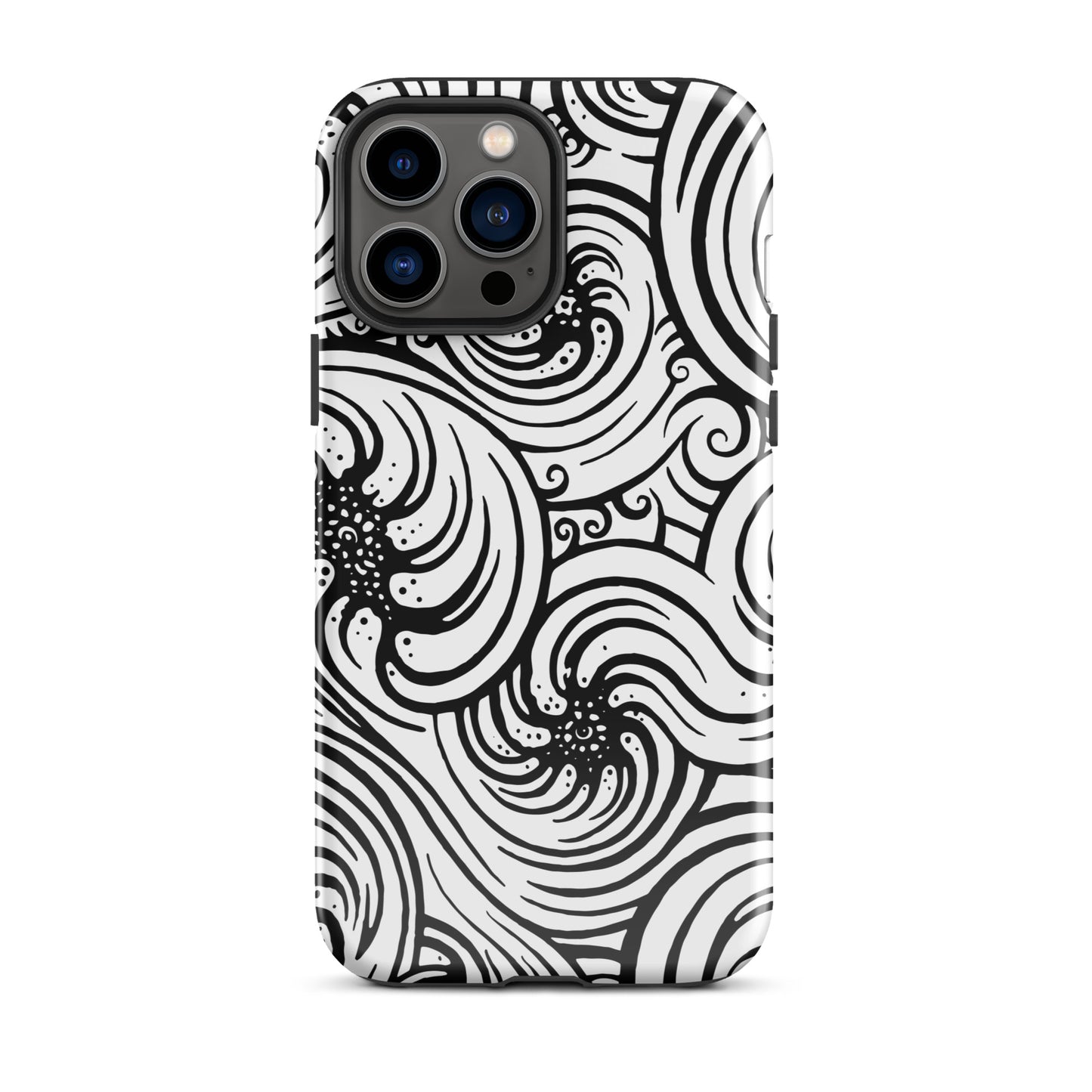 Tough Case for iPhone® : Cosmic Swirl - White w/ Black print