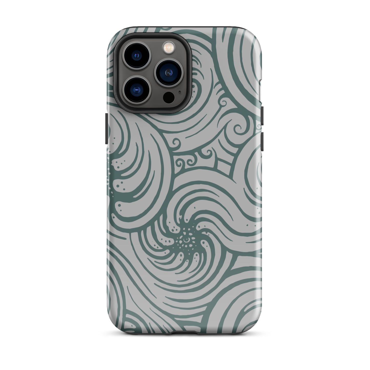 Tough Case for iPhone® : Cosmic Swirl - Silver w/ Teal print