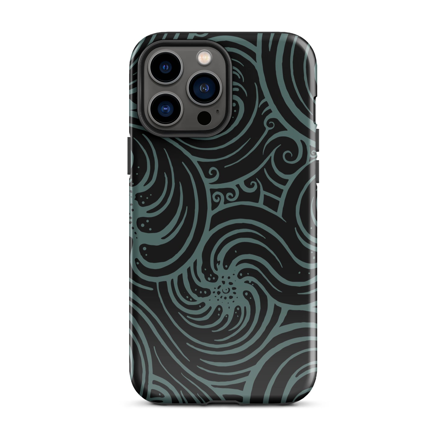 Tough Case for iPhone® : Cosmic Swirl - Black w/ Teal print