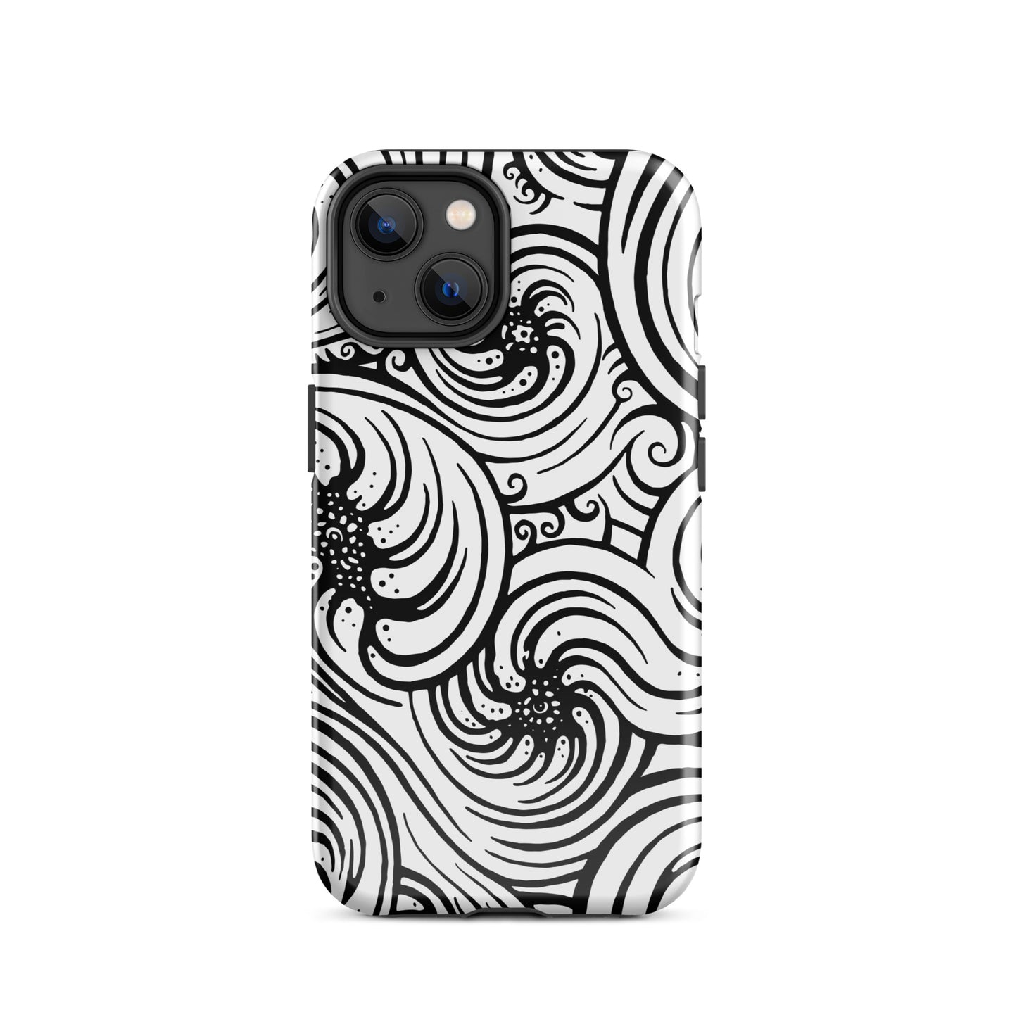 Tough Case for iPhone® : Cosmic Swirl - White w/ Black print