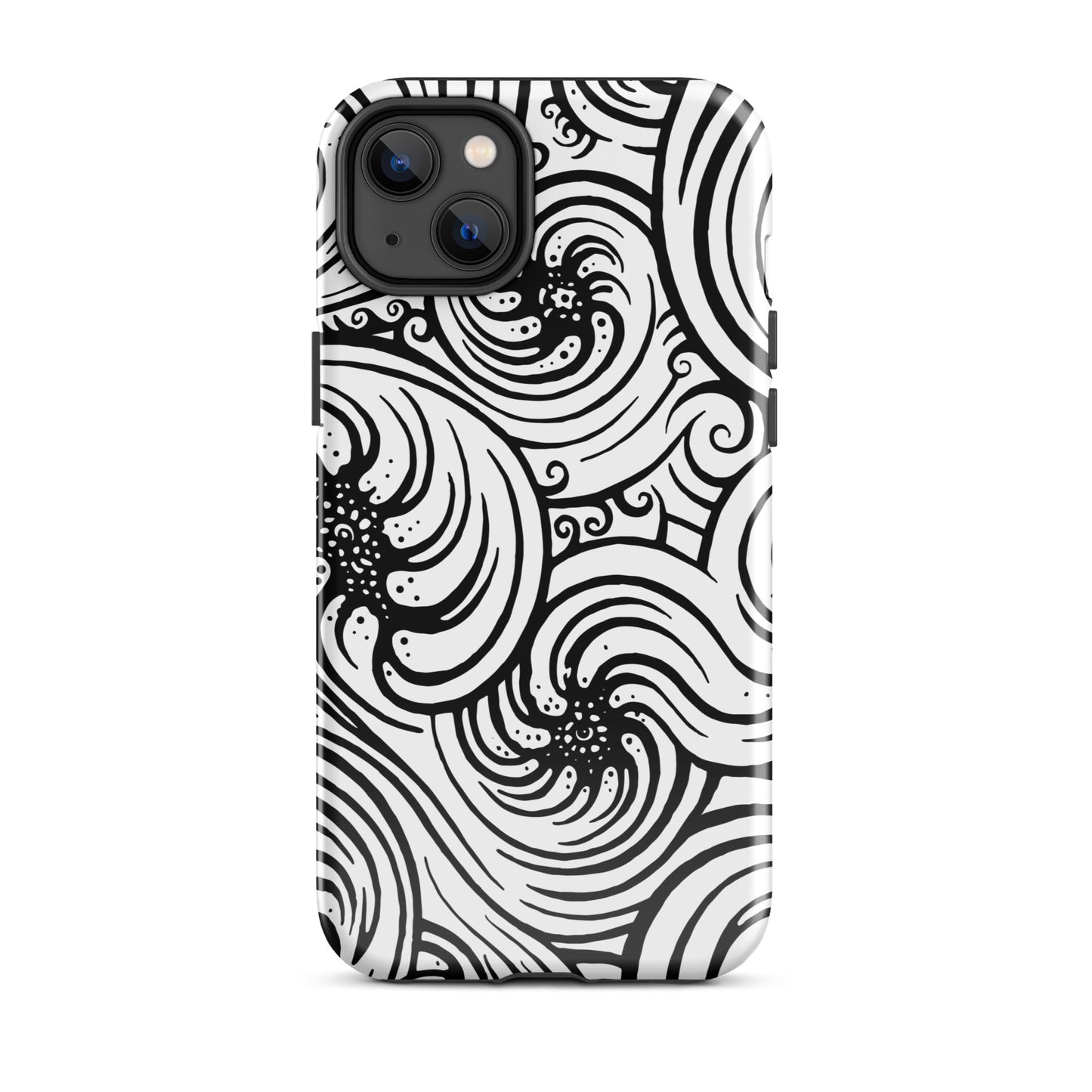 Tough Case for iPhone® : Cosmic Swirl - White w/ Black print
