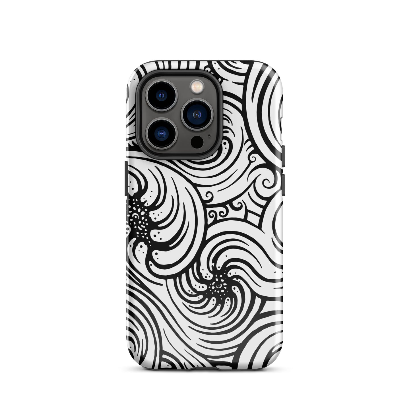 Tough Case for iPhone® : Cosmic Swirl - White w/ Black print