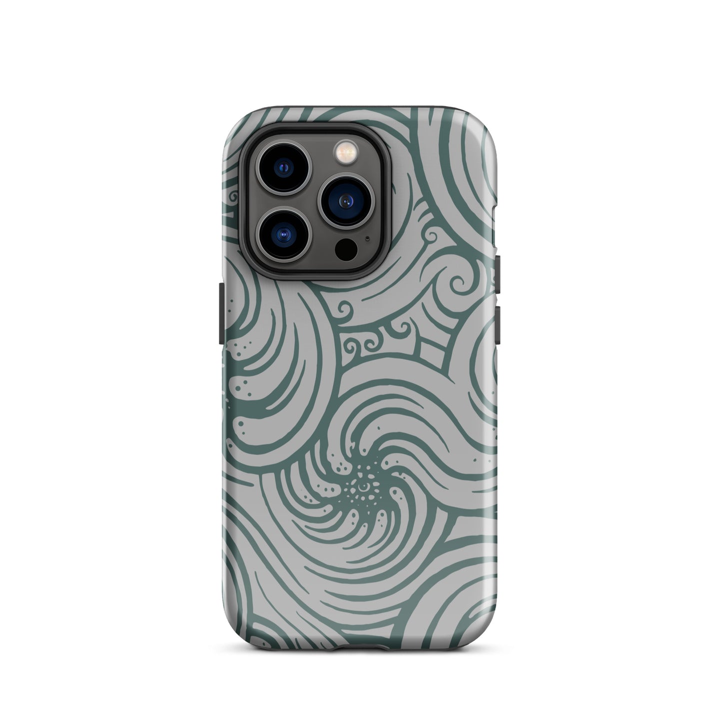 Tough Case for iPhone® : Cosmic Swirl - Silver w/ Teal print