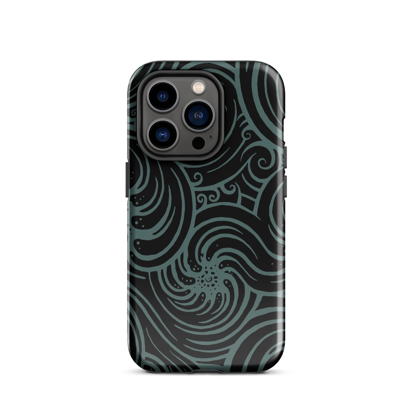 Tough Case for iPhone® : Cosmic Swirl - Black w/ Teal print