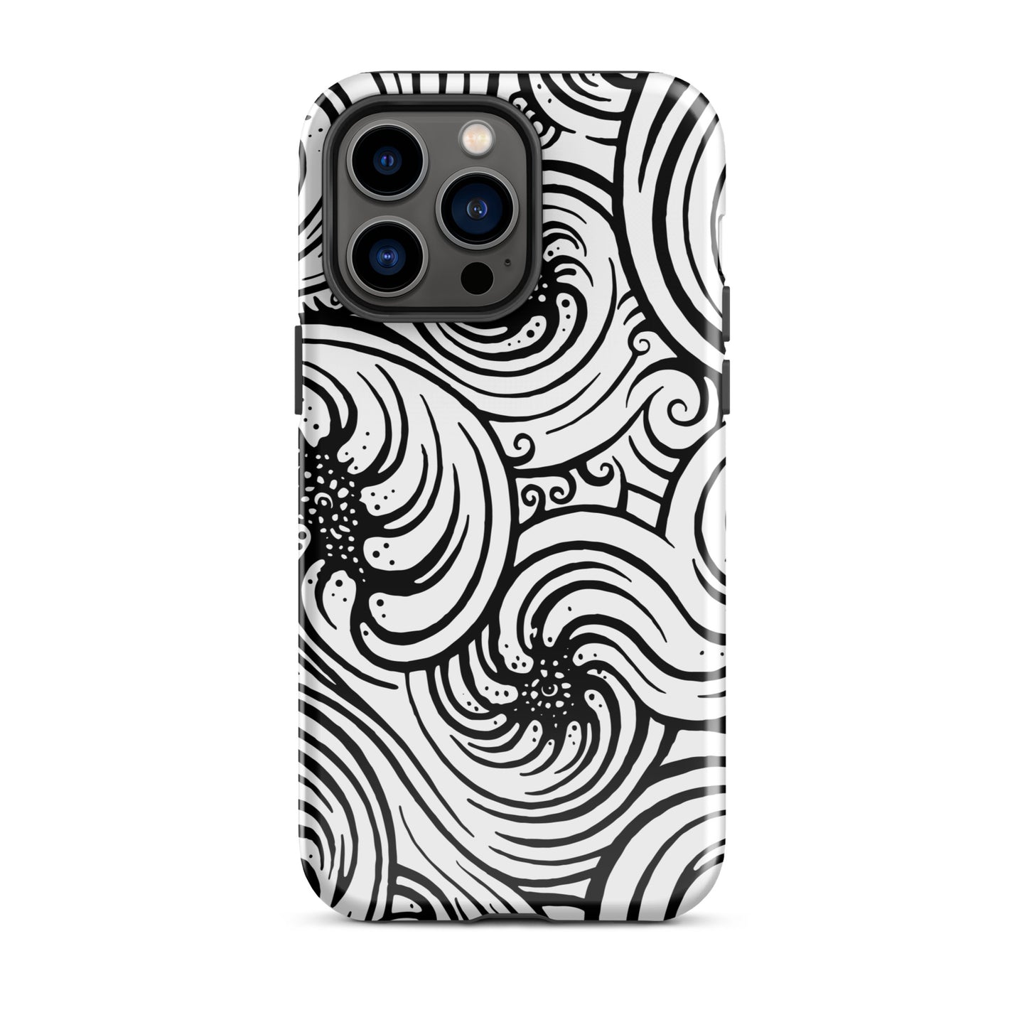 Tough Case for iPhone® : Cosmic Swirl - White w/ Black print