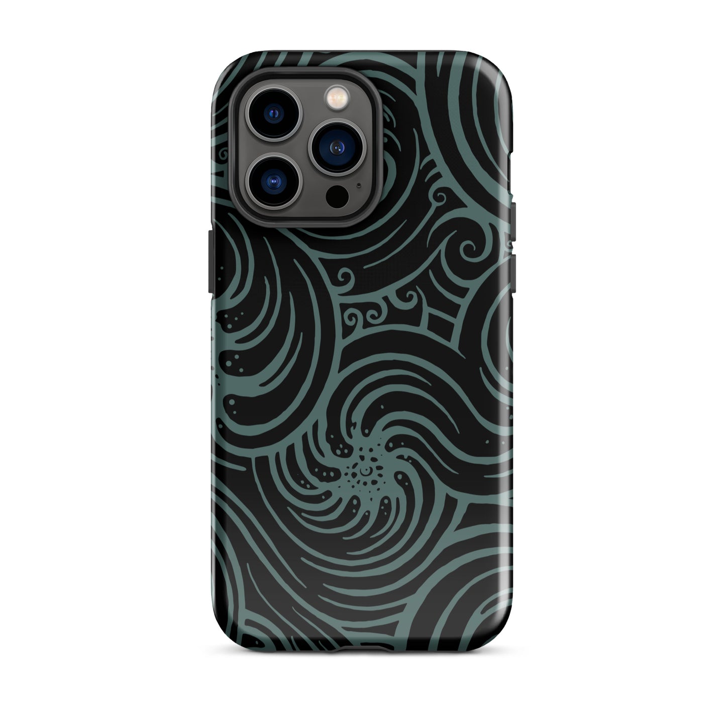 Tough Case for iPhone® : Cosmic Swirl - Black w/ Teal print