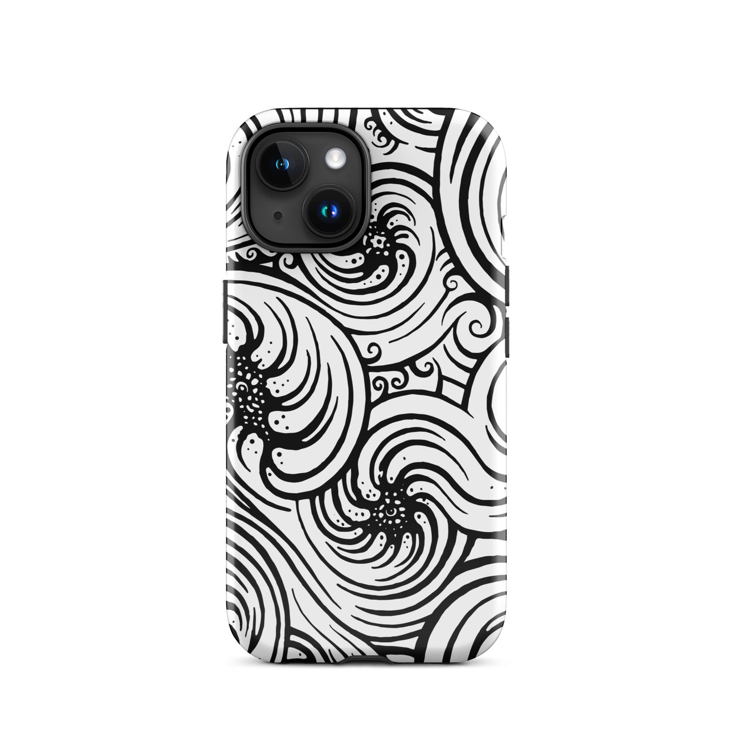 Tough Case for iPhone® : Cosmic Swirl - White w/ Black print