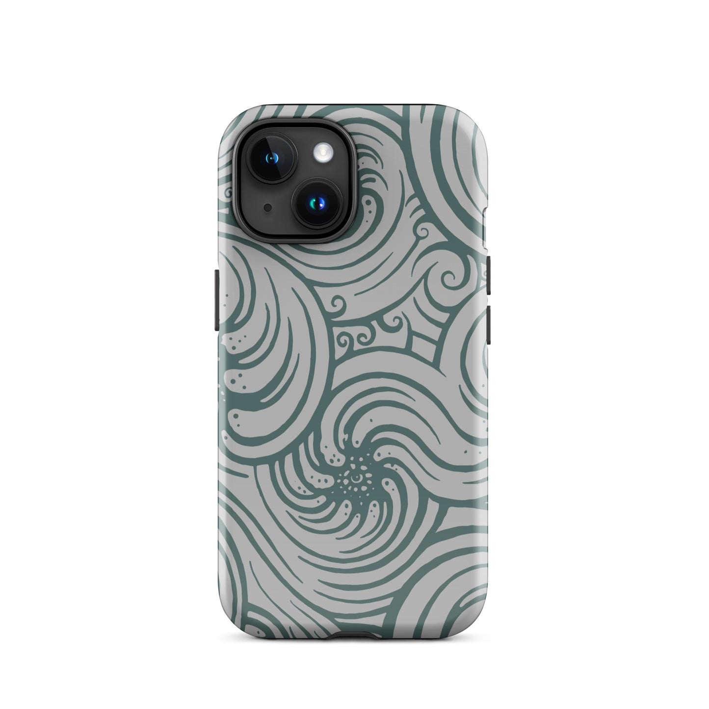 Tough Case for iPhone® : Cosmic Swirl - Silver w/ Teal print