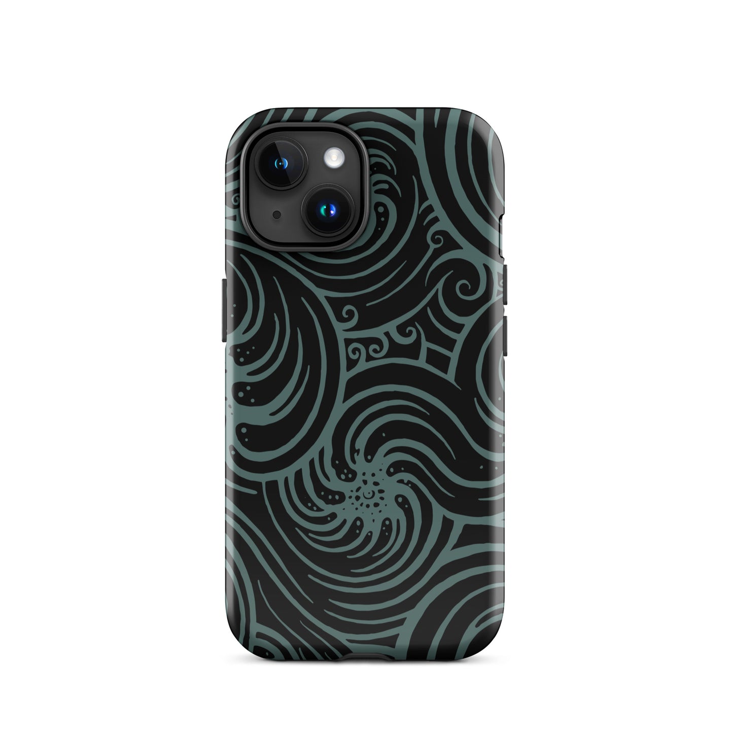 Tough Case for iPhone® : Cosmic Swirl - Black w/ Teal print
