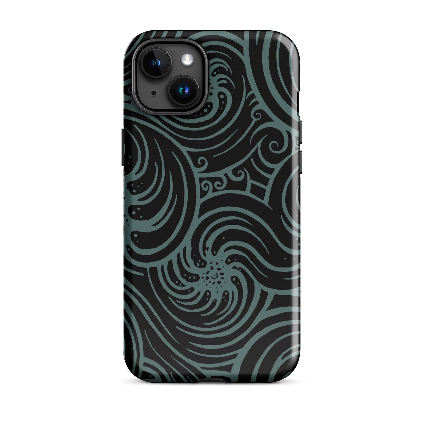 Tough Case for iPhone® : Cosmic Swirl - Black w/ Teal print