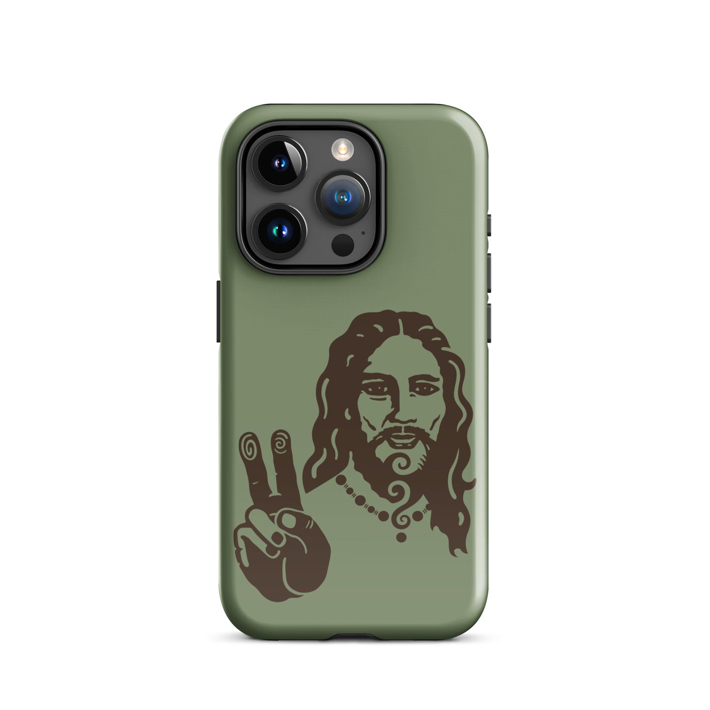 Tough Case for iPhone® : Peace Jesus - Sage w/ Brown print
