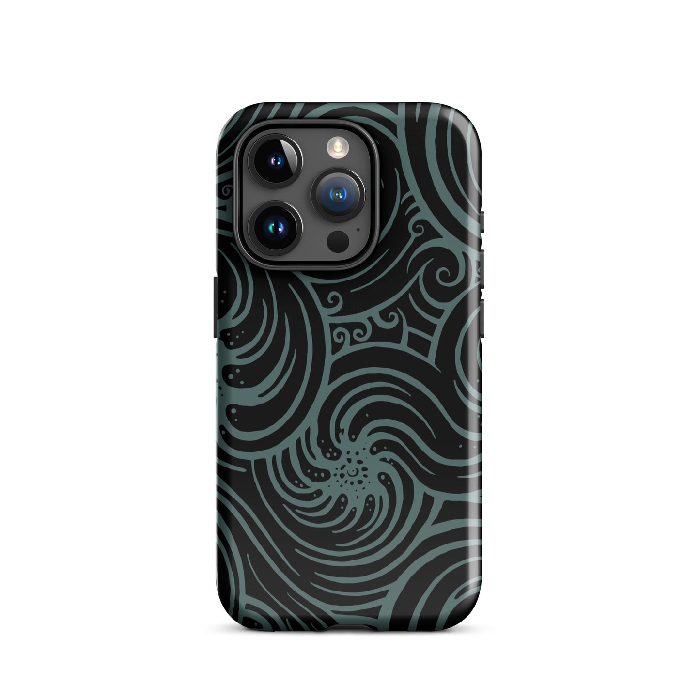 Tough Case for iPhone® : Cosmic Swirl - Black w/ Teal print