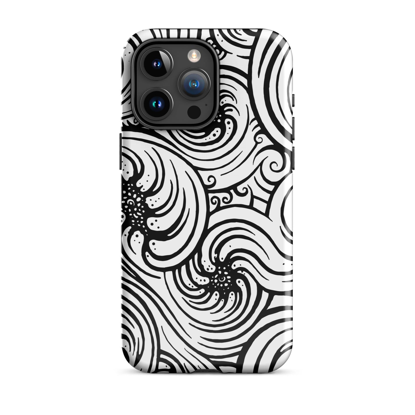 Tough Case for iPhone® : Cosmic Swirl - White w/ Black print