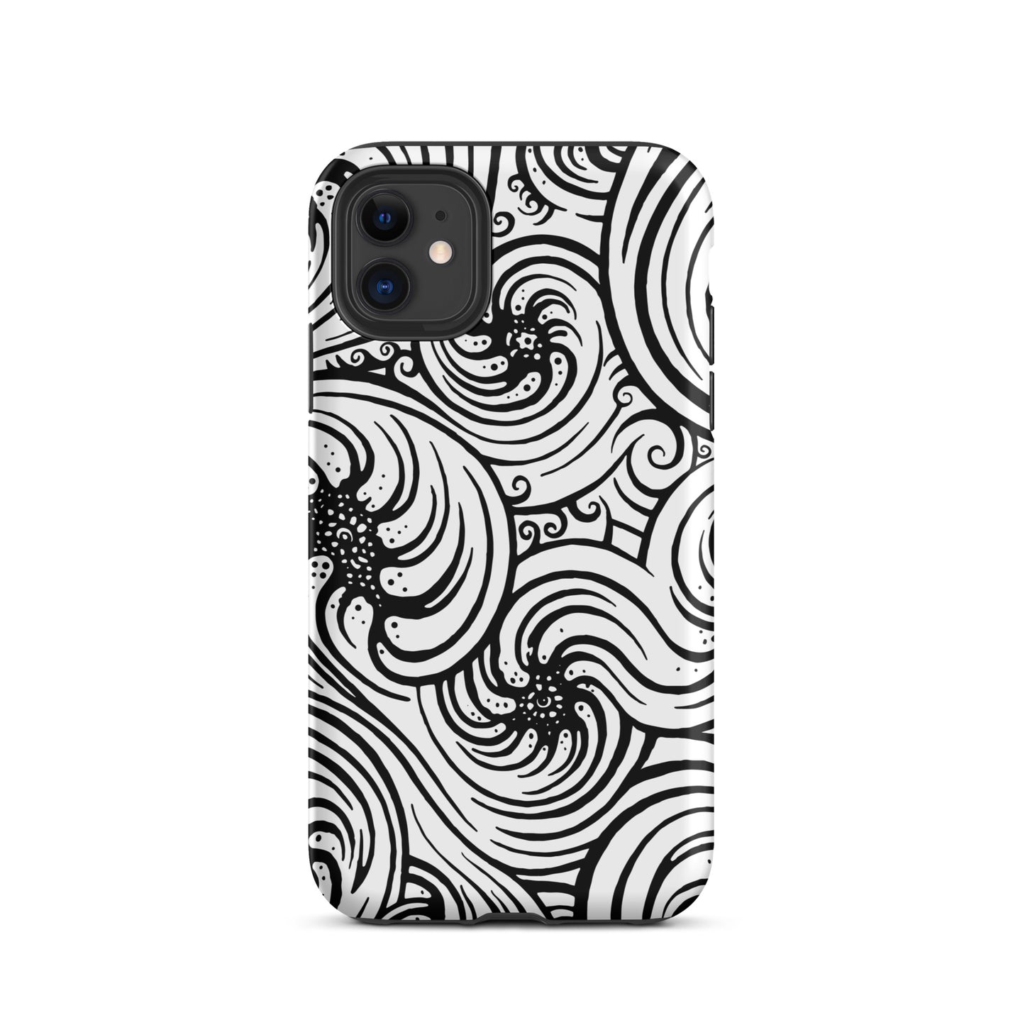Tough Case for iPhone® : Cosmic Swirl - White w/ Black print