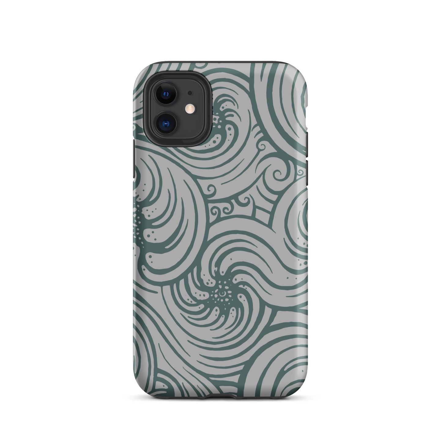 Tough Case for iPhone® : Cosmic Swirl - Silver w/ Teal print
