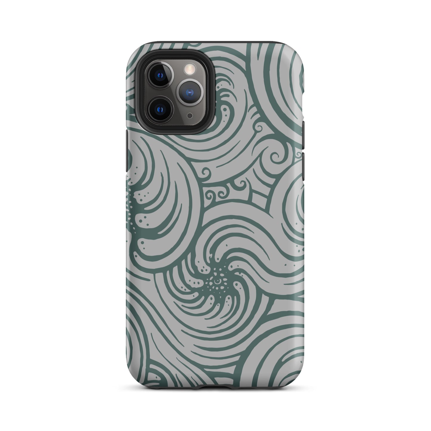 Tough Case for iPhone® : Cosmic Swirl - Silver w/ Teal print