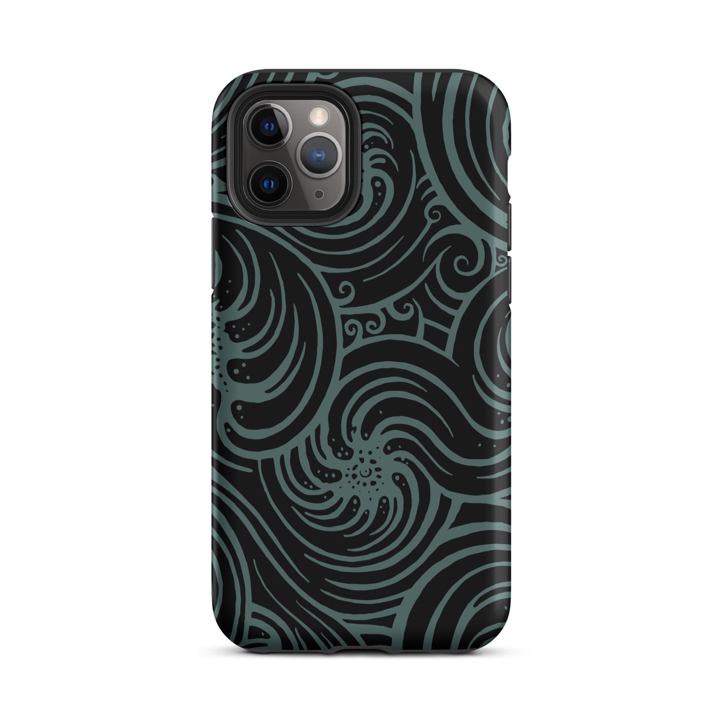 Tough Case for iPhone® : Cosmic Swirl - Black w/ Teal print