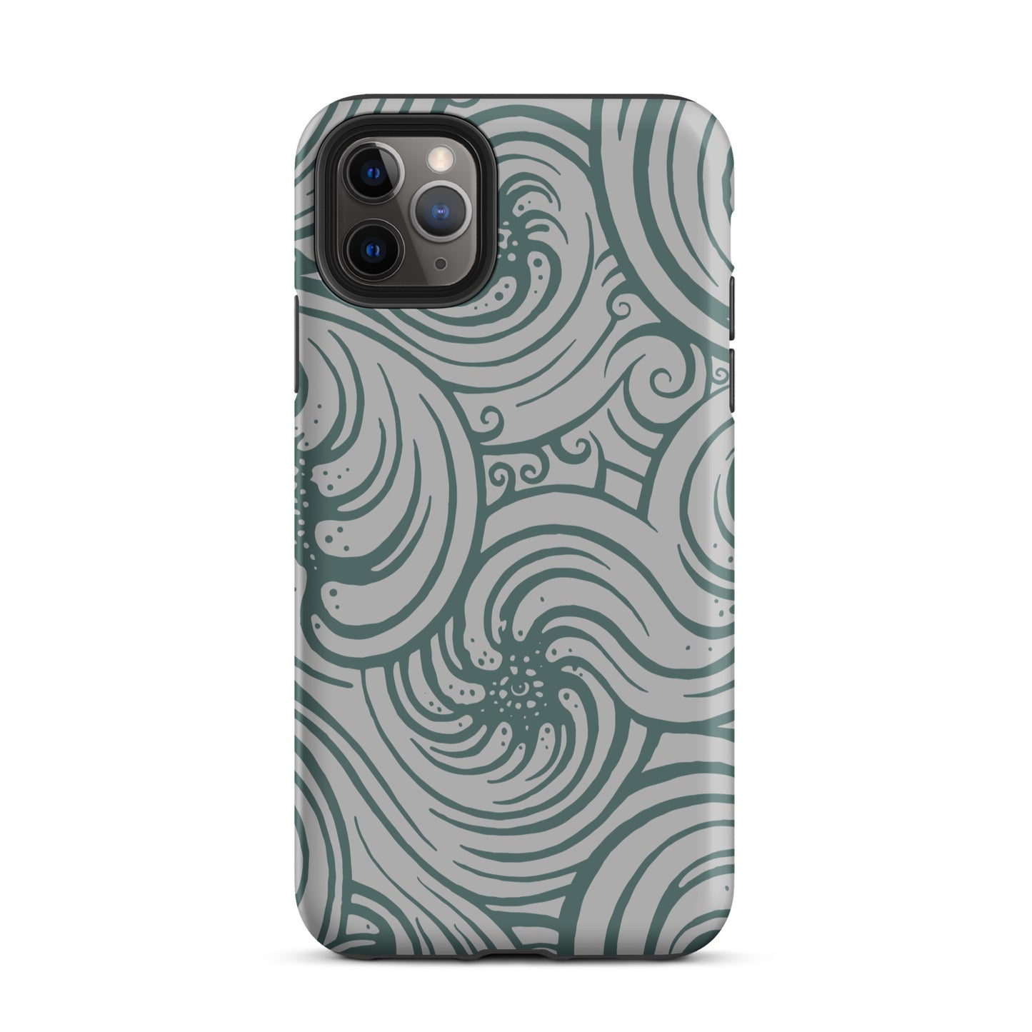 Tough Case for iPhone® : Cosmic Swirl - Silver w/ Teal print