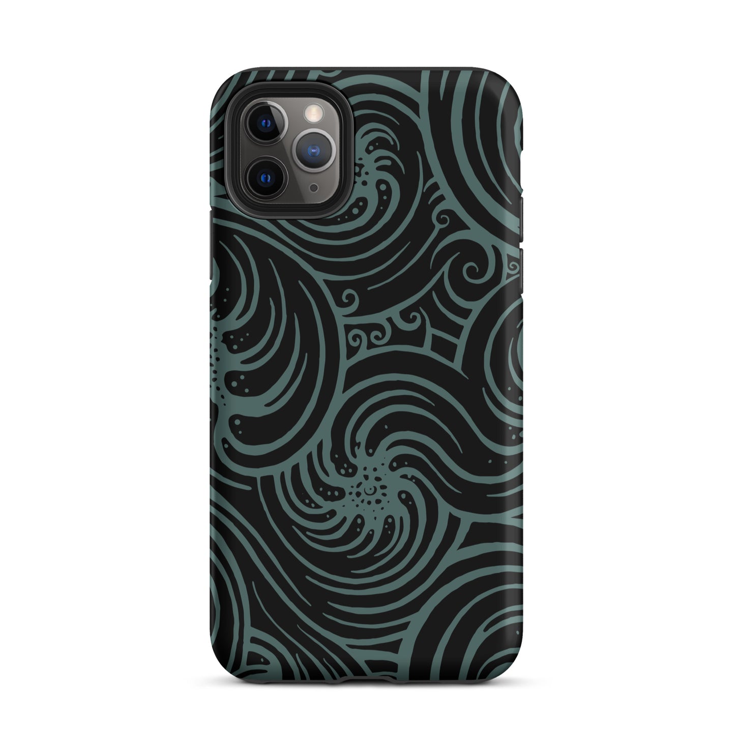 Tough Case for iPhone® : Cosmic Swirl - Black w/ Teal print