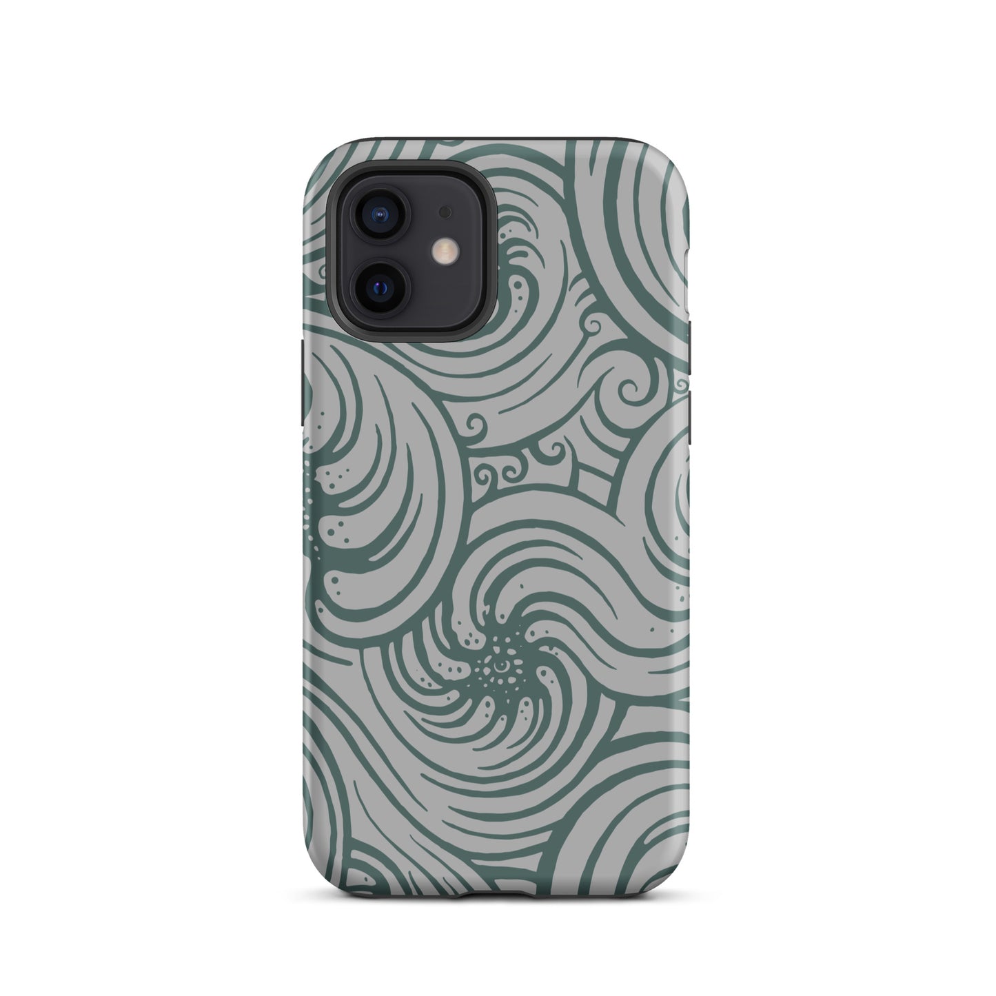 Tough Case for iPhone® : Cosmic Swirl - Silver w/ Teal print