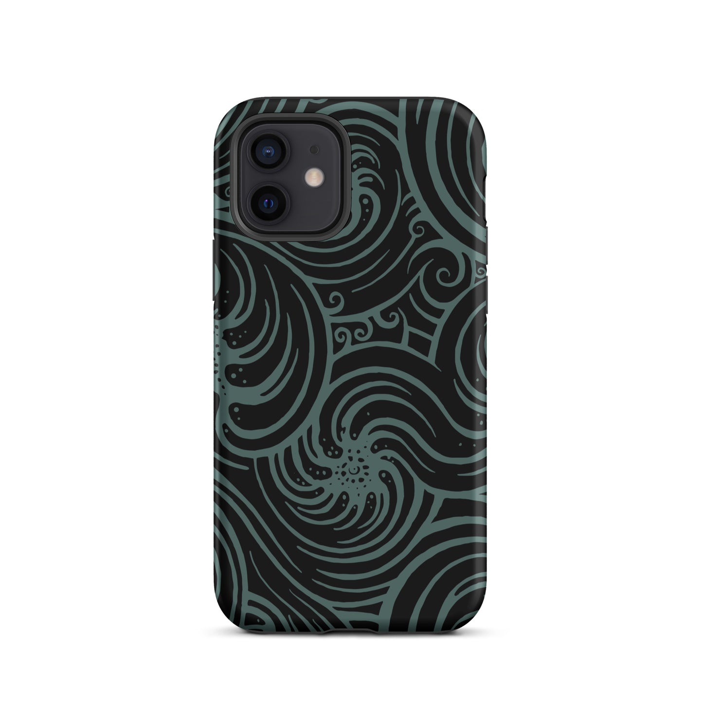 Tough Case for iPhone® : Cosmic Swirl - Black w/ Teal print