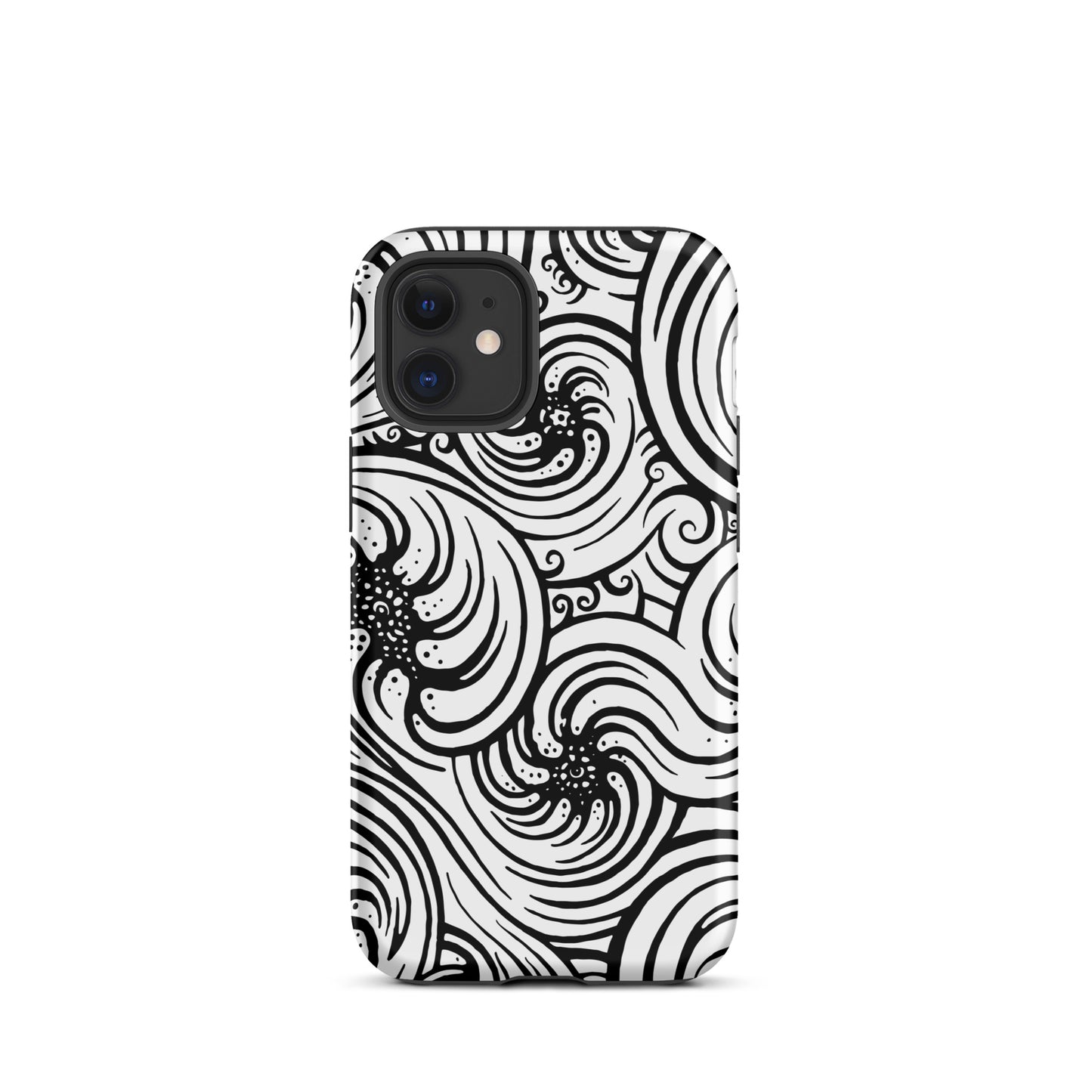 Tough Case for iPhone® : Cosmic Swirl - White w/ Black print