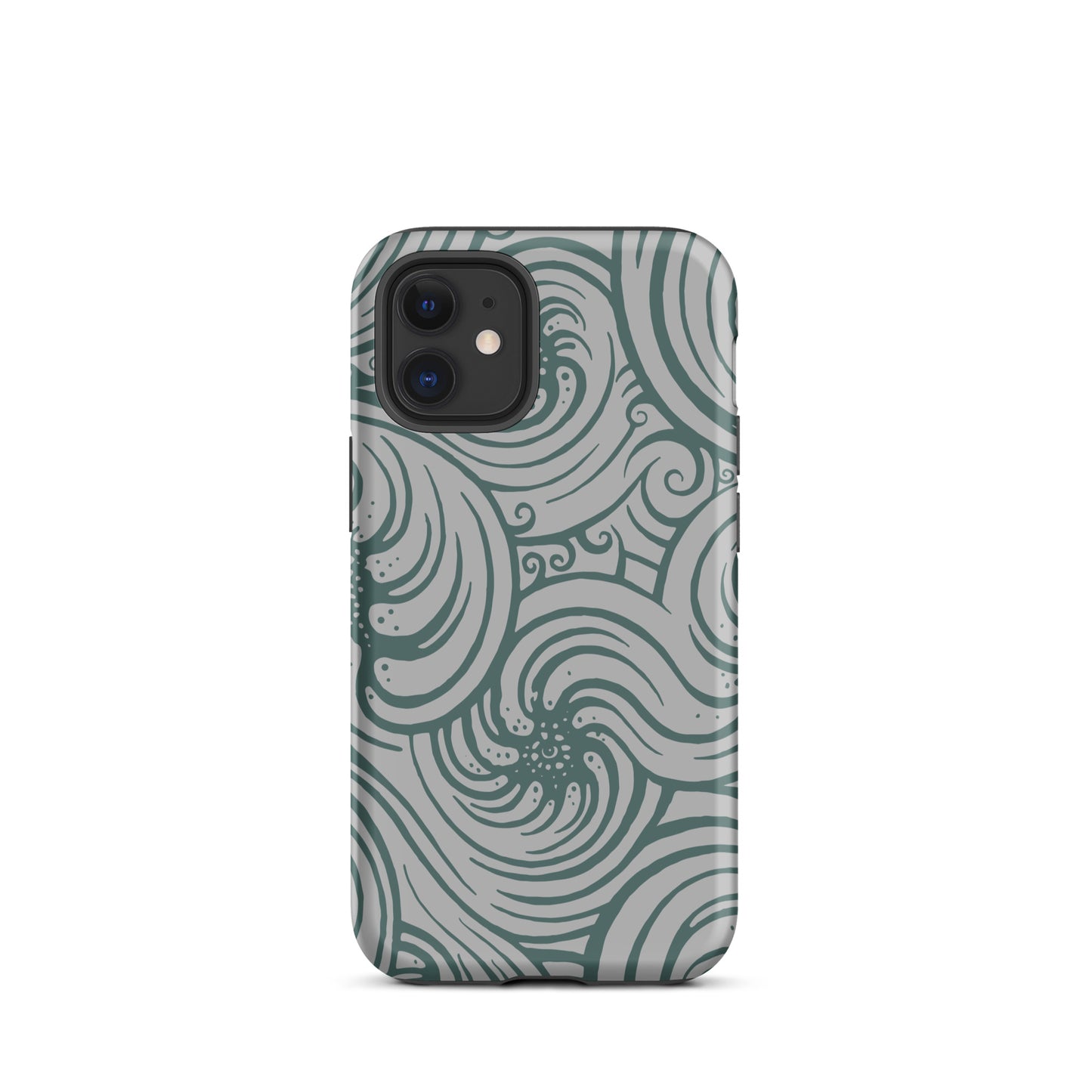 Tough Case for iPhone® : Cosmic Swirl - Silver w/ Teal print