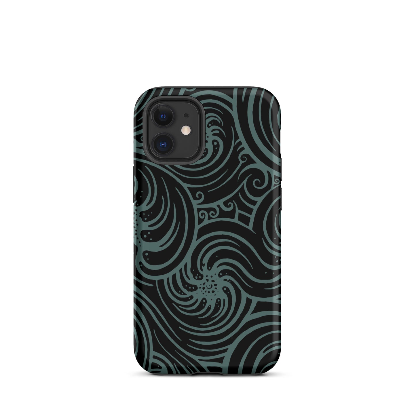 Tough Case for iPhone® : Cosmic Swirl - Black w/ Teal print