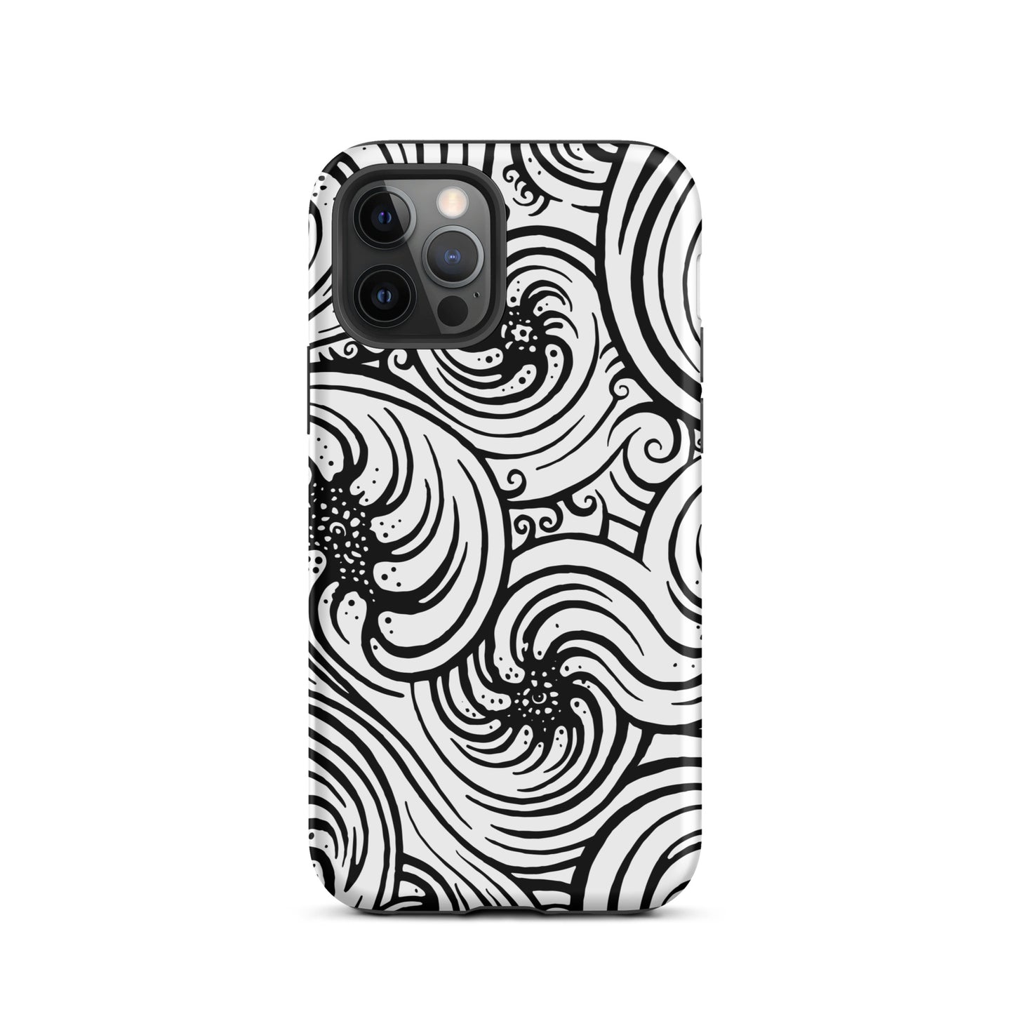 Tough Case for iPhone® : Cosmic Swirl - White w/ Black print