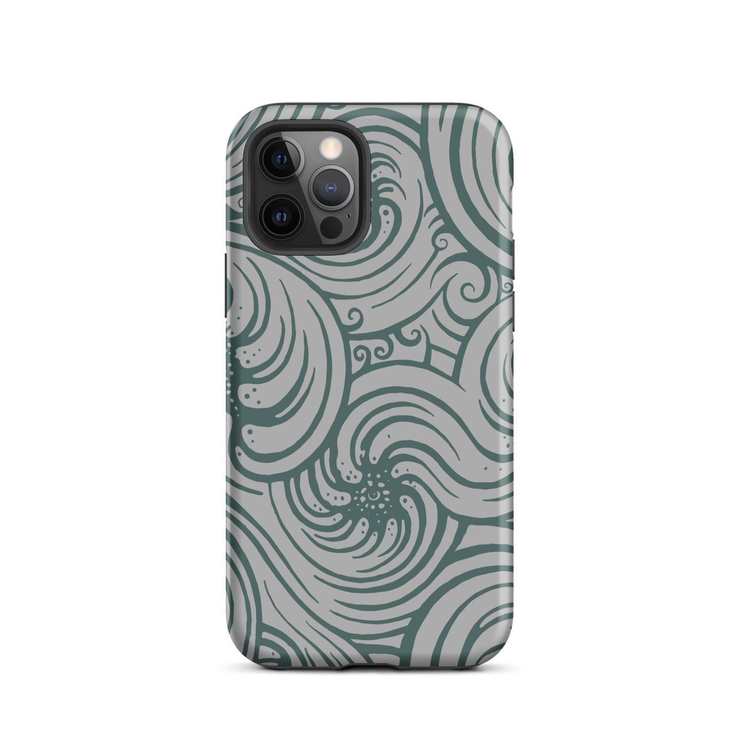 Tough Case for iPhone® : Cosmic Swirl - Silver w/ Teal print