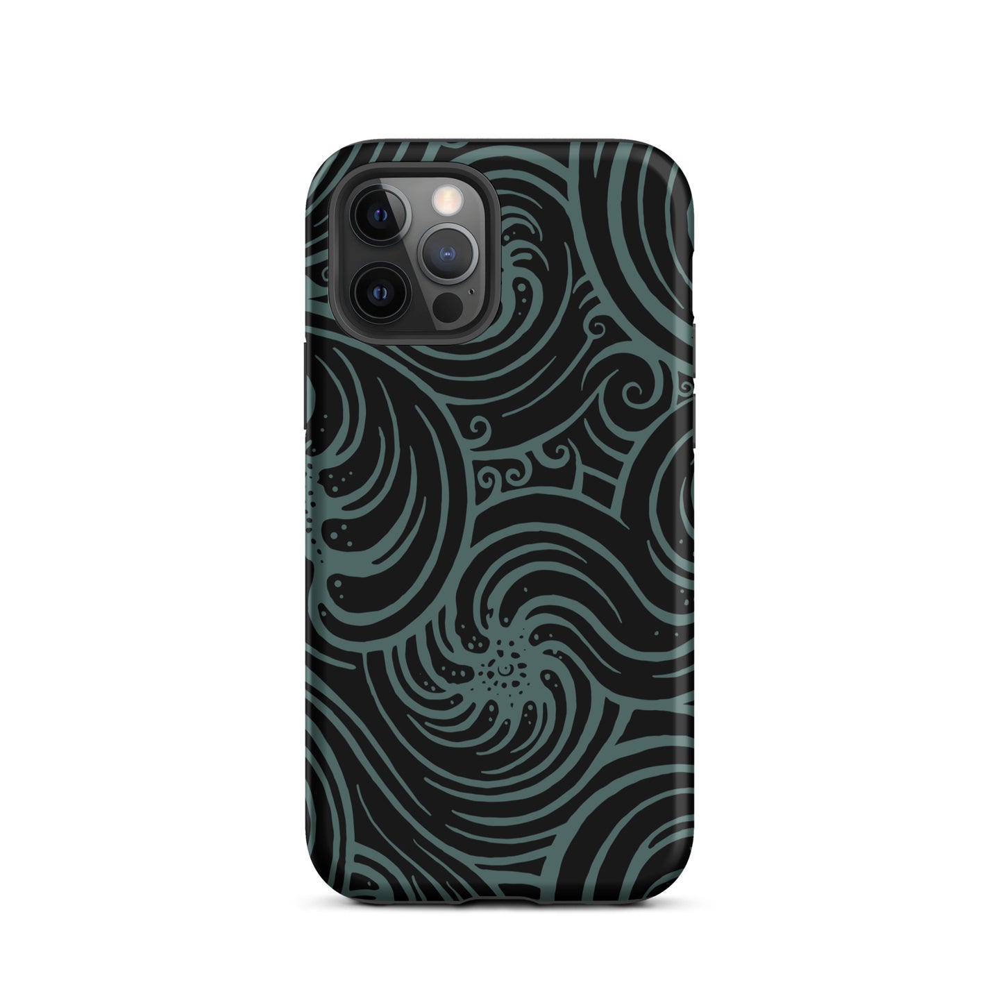 Tough Case for iPhone® : Cosmic Swirl - Black w/ Teal print