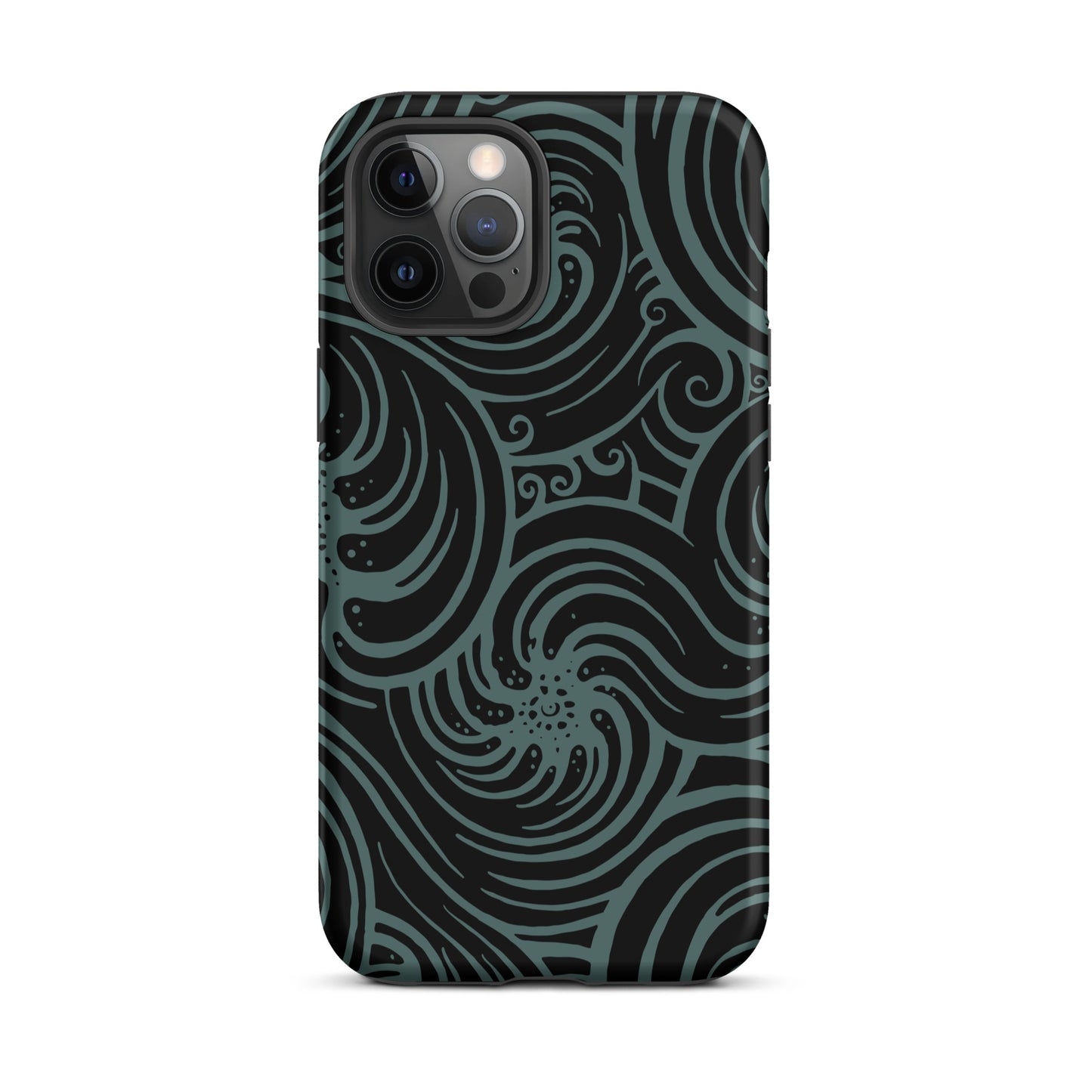 Tough Case for iPhone® : Cosmic Swirl - Black w/ Teal print