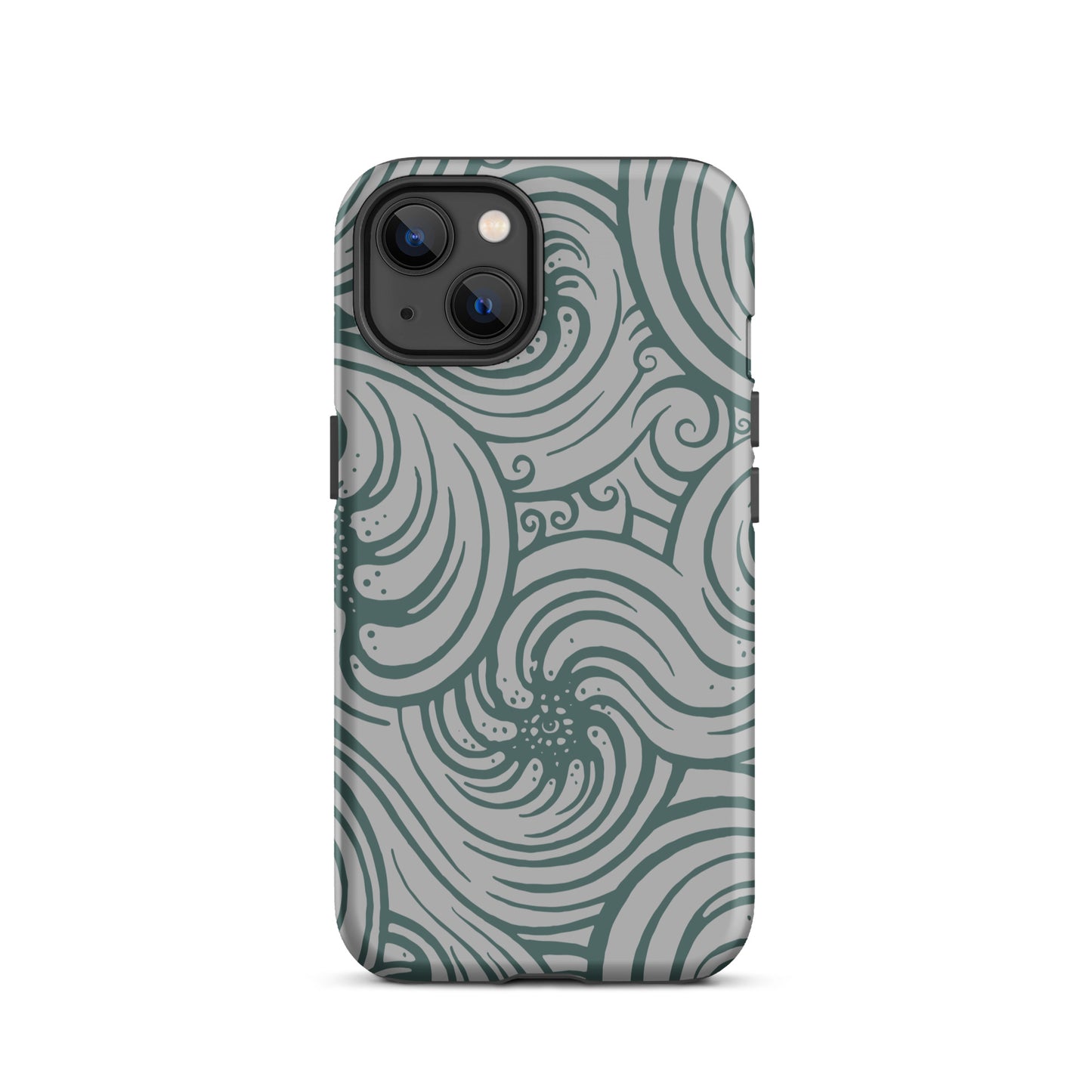 Tough Case for iPhone® : Cosmic Swirl - Silver w/ Teal print