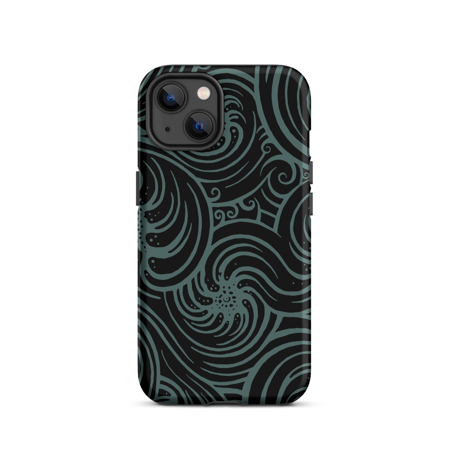 Tough Case for iPhone® : Cosmic Swirl - Black w/ Teal print