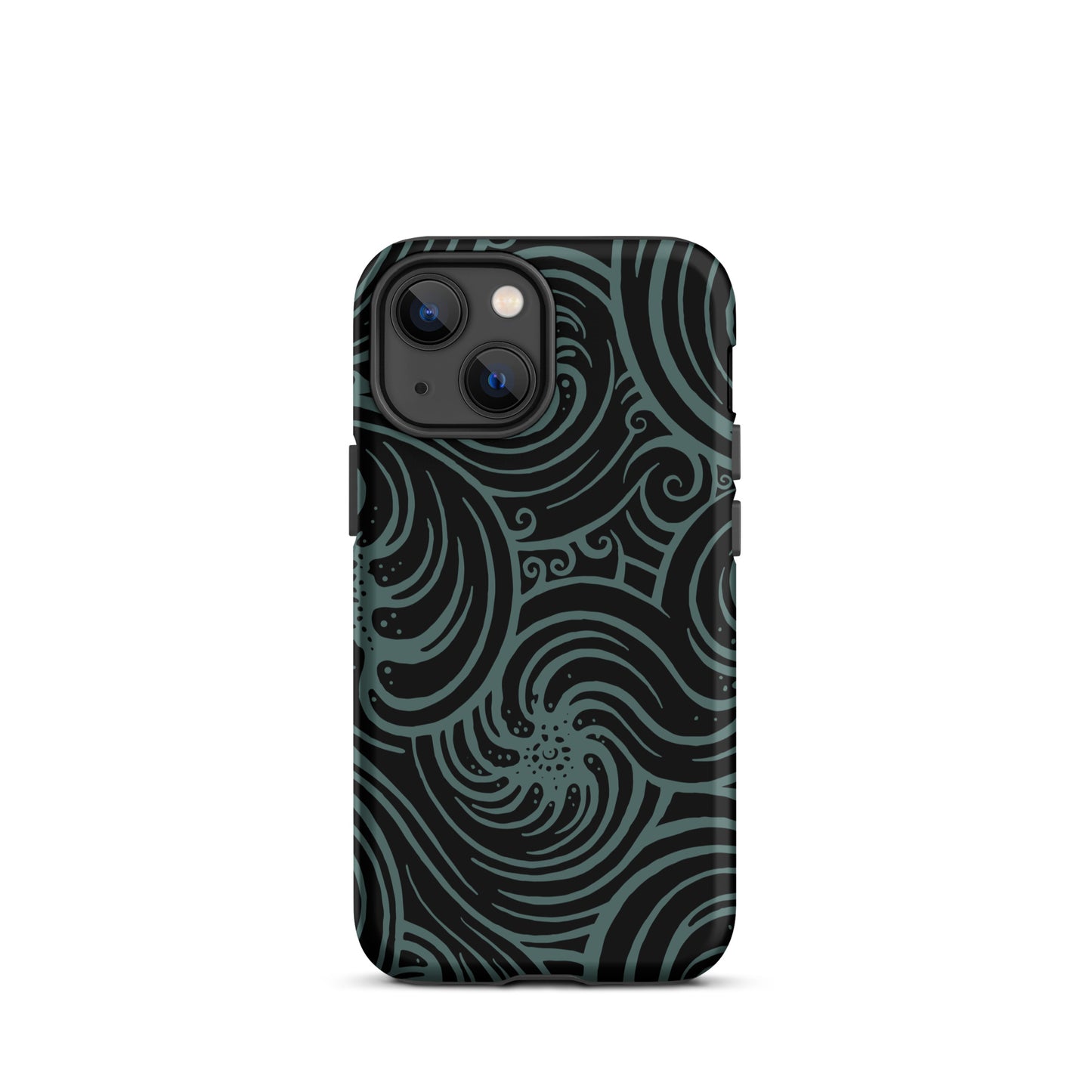 Tough Case for iPhone® : Cosmic Swirl - Black w/ Teal print
