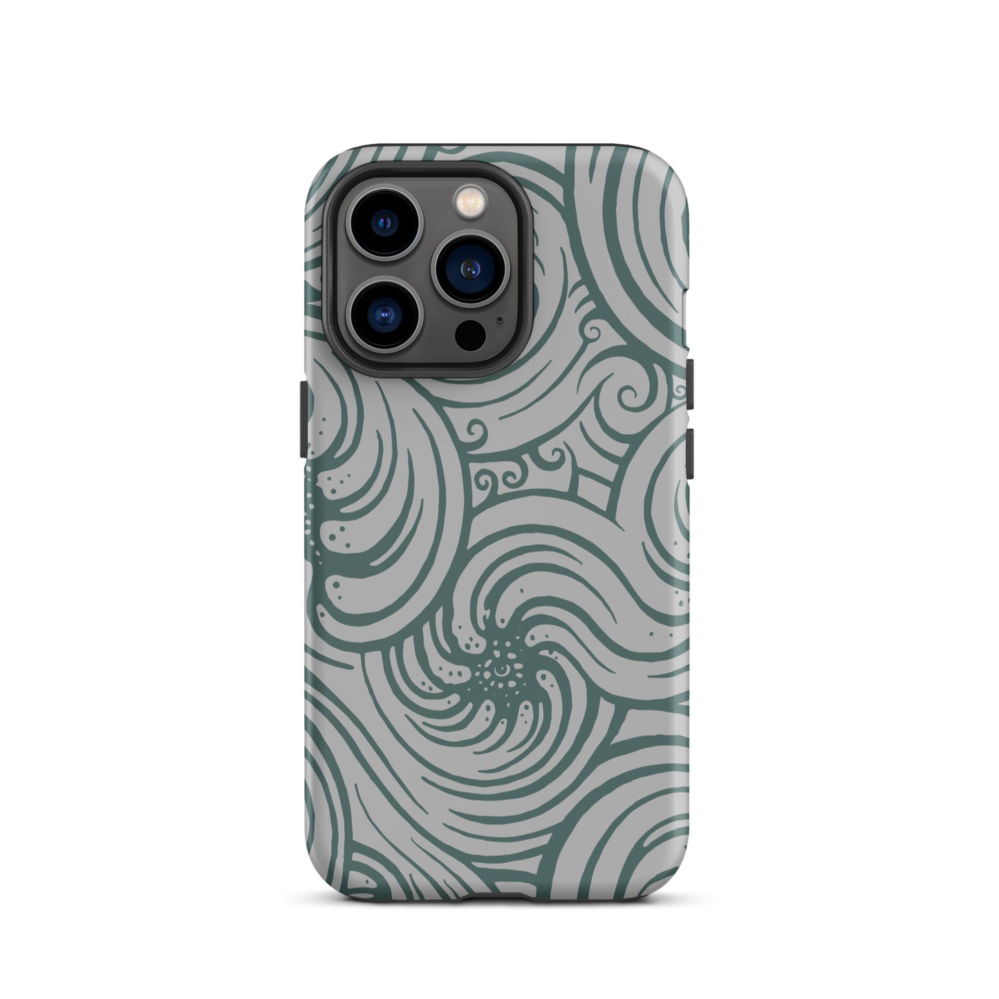Tough Case for iPhone® : Cosmic Swirl - Silver w/ Teal print