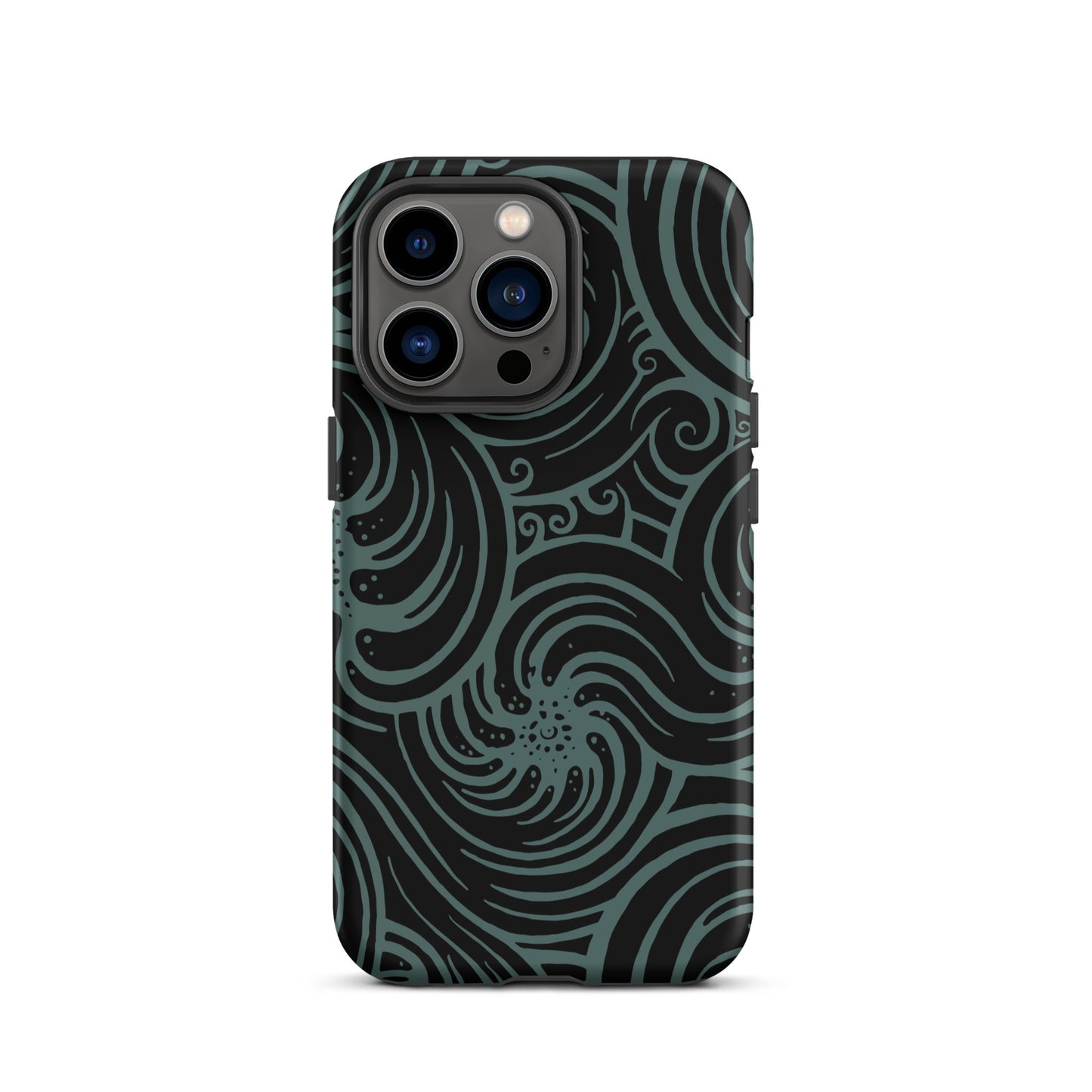 Tough Case for iPhone® : Cosmic Swirl - Black w/ Teal print