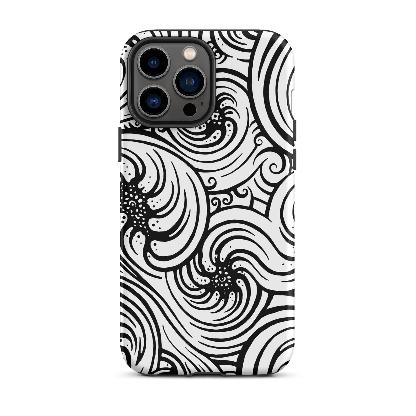 Tough Case for iPhone® : Cosmic Swirl - White w/ Black print