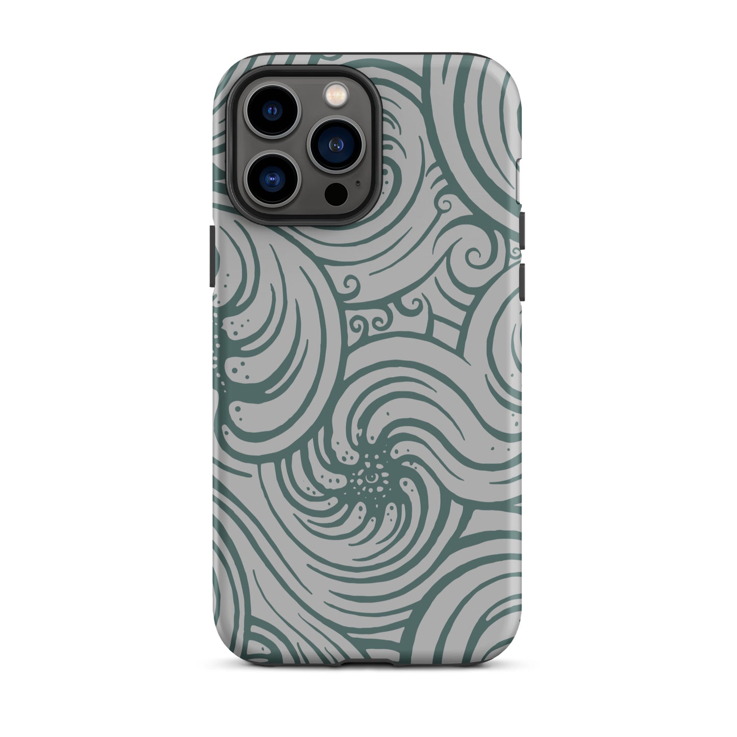 Tough Case for iPhone® : Cosmic Swirl - Silver w/ Teal print