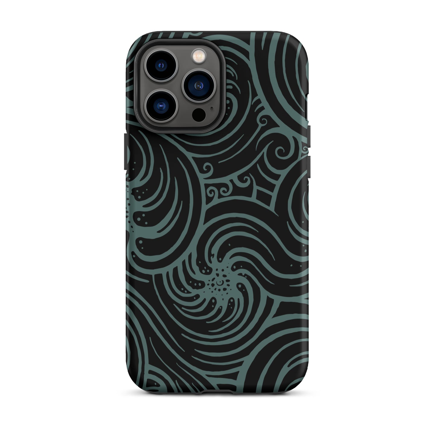 Tough Case for iPhone® : Cosmic Swirl - Black w/ Teal print