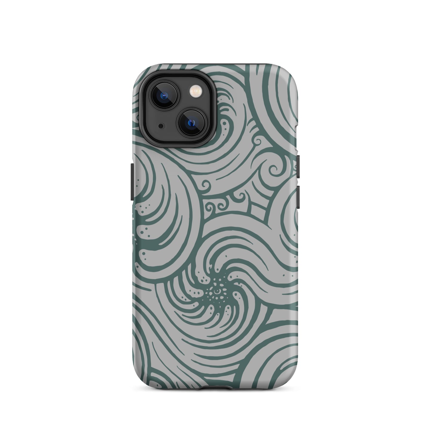 Tough Case for iPhone® : Cosmic Swirl - Silver w/ Teal print