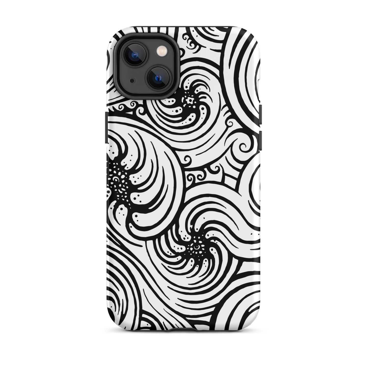 Tough Case for iPhone® : Cosmic Swirl - White w/ Black print
