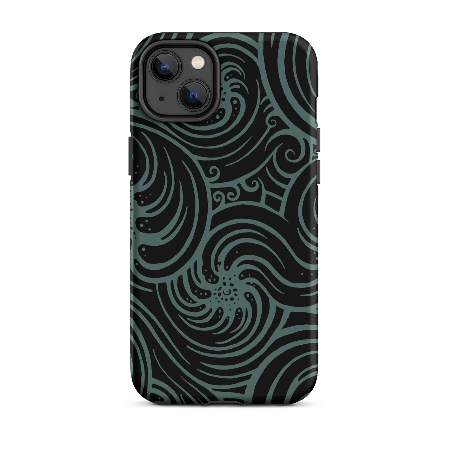 Tough Case for iPhone® : Cosmic Swirl - Black w/ Teal print