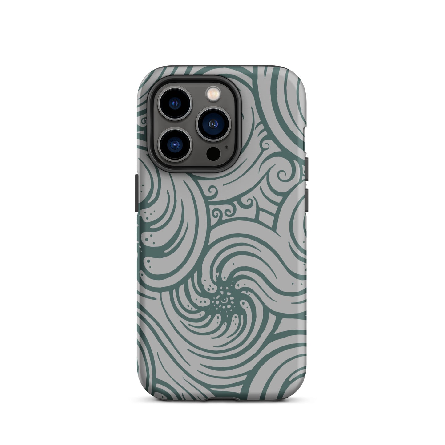 Tough Case for iPhone® : Cosmic Swirl - Silver w/ Teal print