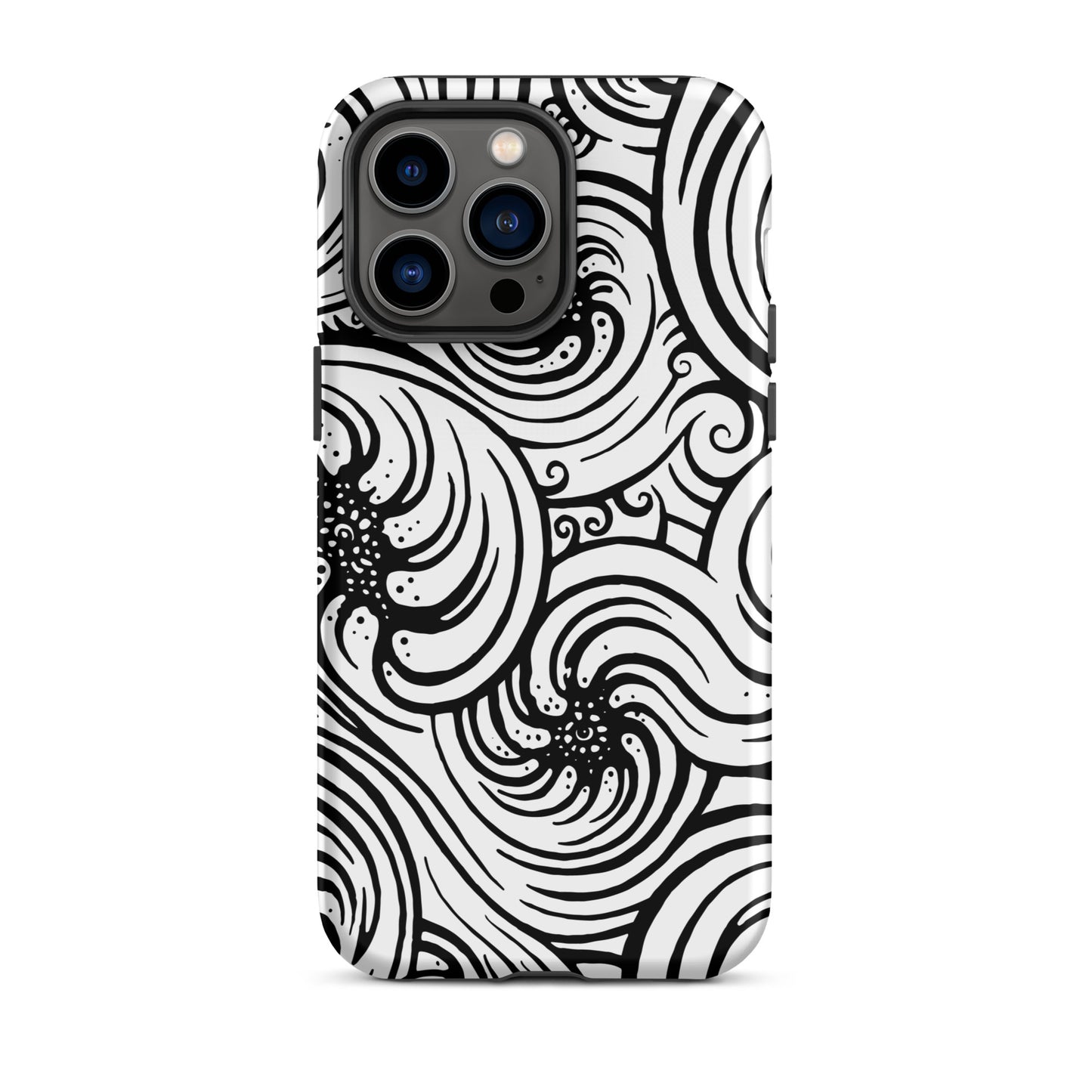 Tough Case for iPhone® : Cosmic Swirl - White w/ Black print