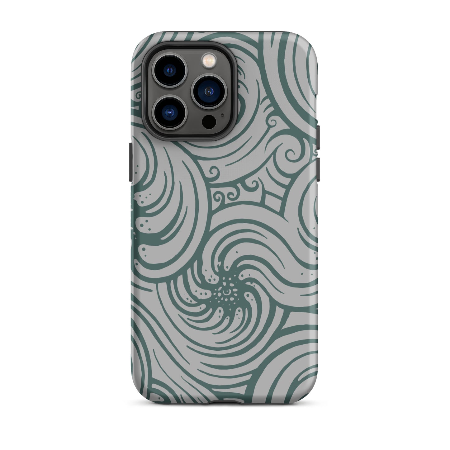 Tough Case for iPhone® : Cosmic Swirl - Silver w/ Teal print